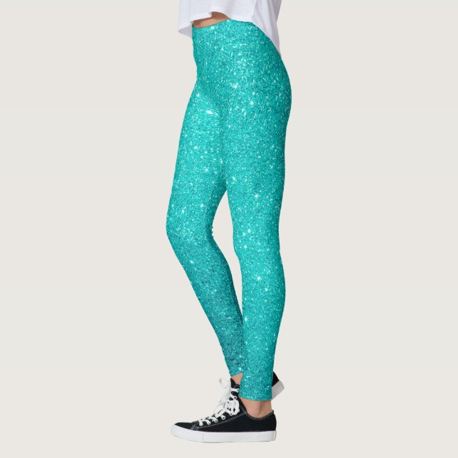 Leggings Robin's Egg Blue Cyan Turquoise Ombre Parties scin (Gauche)