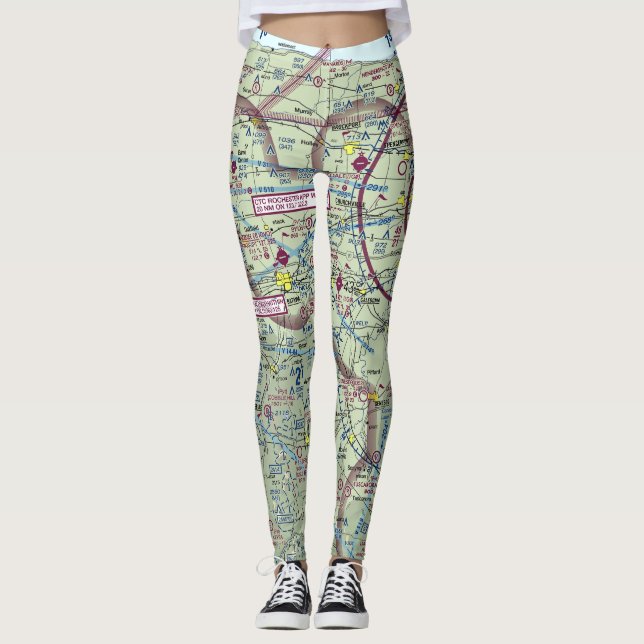 Leggings Rochester NY Aviation Map Verkaufspreis (Vorderseite)