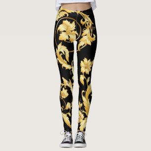 Leggings Rococo baroque, motif floral victorien.