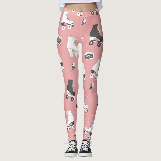 Leggings Roller skates cassette motif. (Devant)