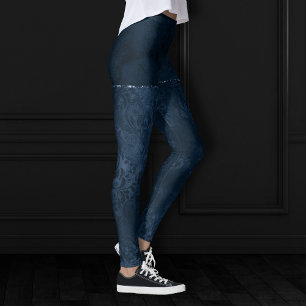 Leggings Romance de la marine de minuit   Blue Satiny Grung