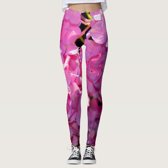 Leggings Romantique rose floral élégant hydrangeas (Devant)