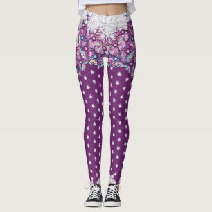 Leggings Rosace rouge cardinale et flocon de neige