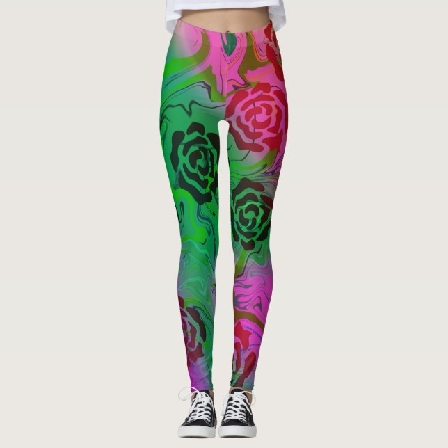 Leggings rose abstrait (Devant)