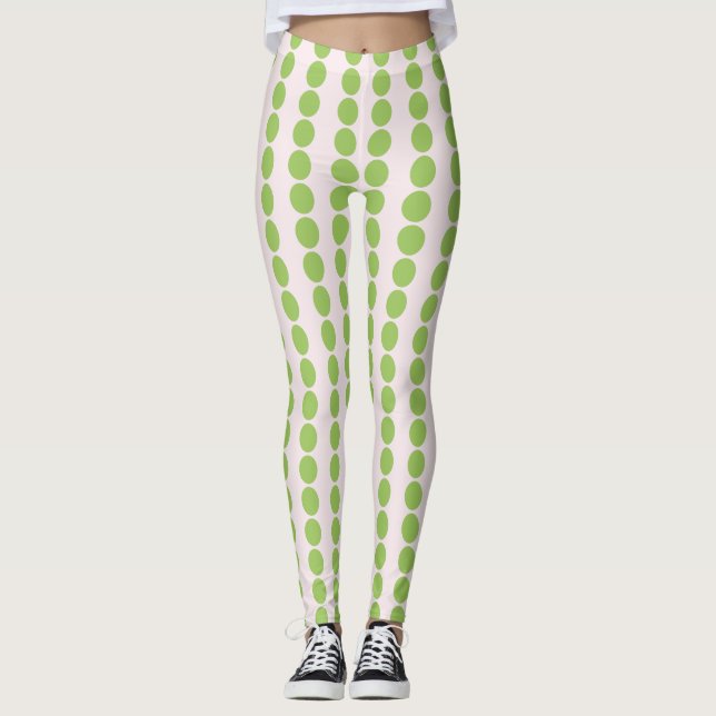 Leggings Rose Avec Polka-Dots Vert (Devant)
