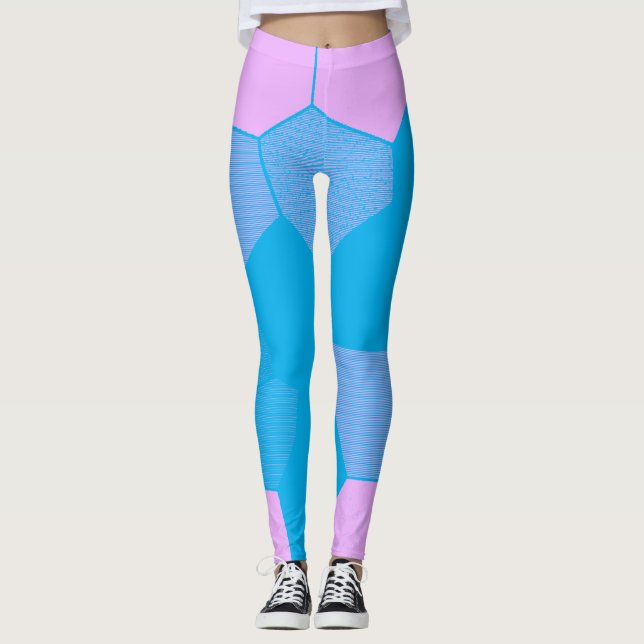 Leggings Rose/bleu rétro (Devant)