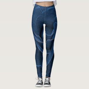 Leggings Rose bleu velours