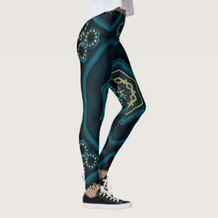 Leggings Rose Boho Gold Vert Mandala