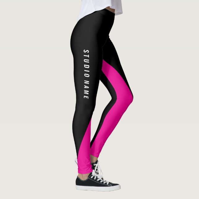 Leggings Rose chaud avec couleur personnalisée et nom (Droite)