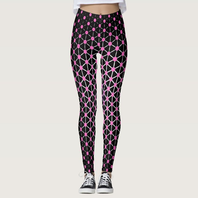 Leggings Rose chaud et noir (Devant)