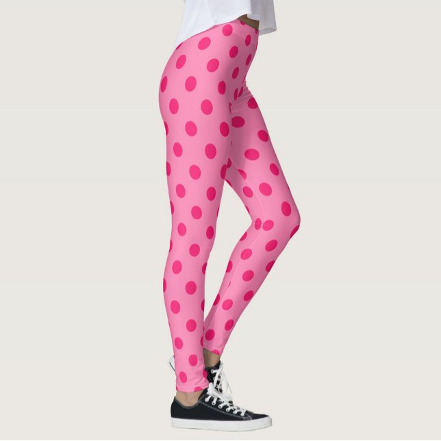 Leggings Rose Chaud Sur Pois Rose Design Motif (Créateur téléchargé)