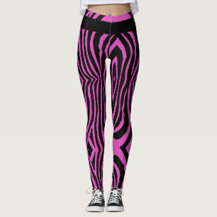 LEGGINGS ROSE CHAUDE ET POSTER DE ANIMAL NOIR MOTIF STRIPE