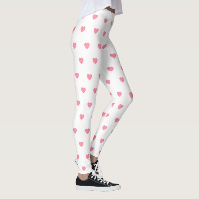 Leggings Rose clair aux Coeurs blancs Saint-Valentin (Droite)