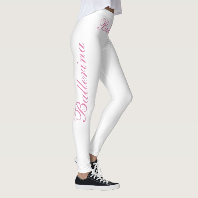 Leggings rose de ballerine sur blanc (Droite)