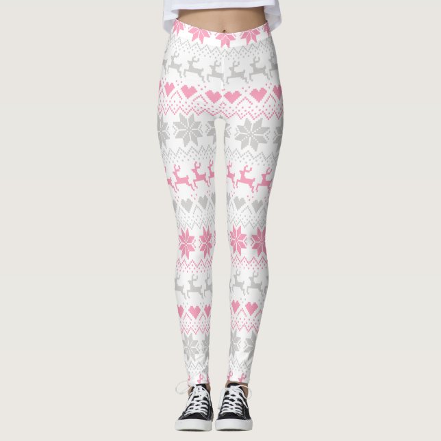 Leggings Rose et île juste grise (Devant)