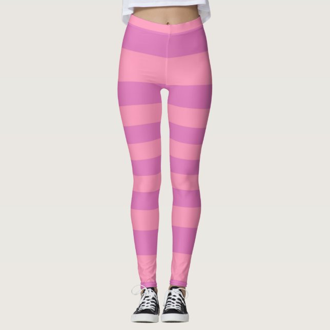 Leggings Rose et rayures pourpres roses foncées (Devant)