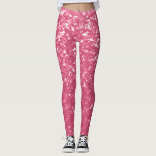 Leggings Rose faux pailleté scintillant rose clair