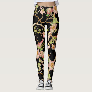 Leggings Rose floral de chaux d'oiseaux de Chinoiserie