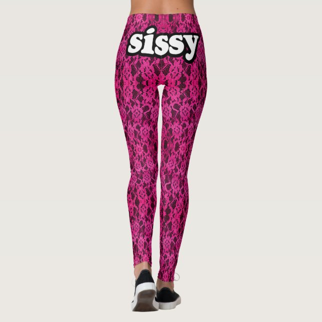 Leggings Rose foncé de guêtres de poule mouillée (Dos)