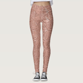 Leggings Rose Gold Faux Métallique Géométrique