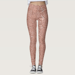 Leggings Rose Gold Faux Métallique Géométrique