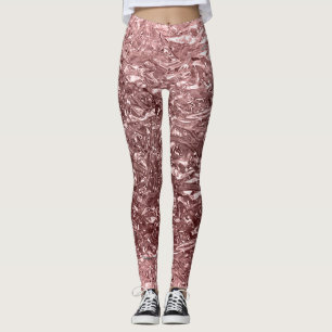 Leggings Rose Gold Rose Liquide Chrome Métal Métalisé