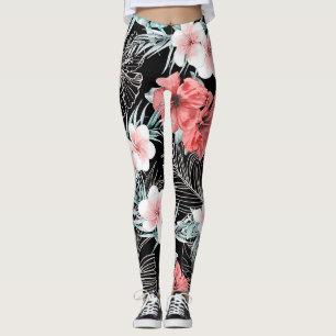 Leggings Rose Gold Tropical Botanical Paradise Island
