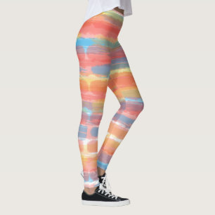 Leggings Rose jaune bleu rayures Cool