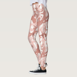 Leggings Rose métallique Parties scintillant d'or Camo en