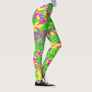 Leggings Rose néon brisé et citron jaune
