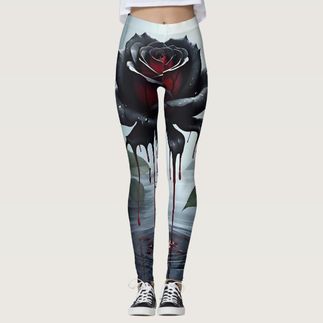 Leggings Rose noir Eerie (Devant)