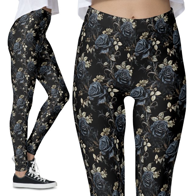 Leggings Rose noir romantique foncé Imaginaire gothique Vin (Créateur téléchargé)