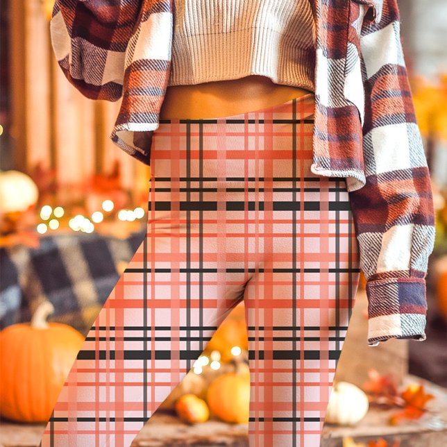 Leggings Rose, Orange et Noir à Carreaux Automne  (Créateur téléchargé)