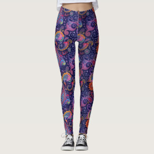 Leggings Rose pourpre de Paisley