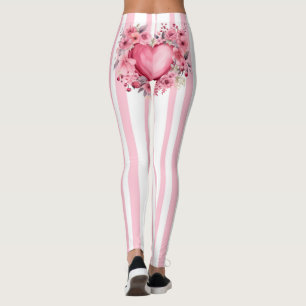 Leggings Rose rayé, Beurre Coeur