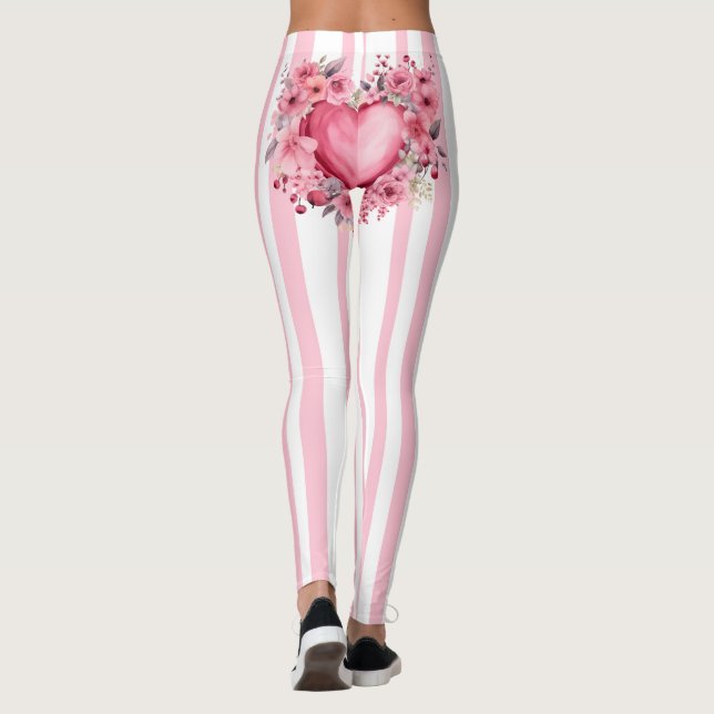 Leggings Rose rayé, Beurre Coeur (Dos)