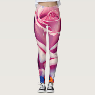 Leggings Rose rose bold en style floral artistique bohème