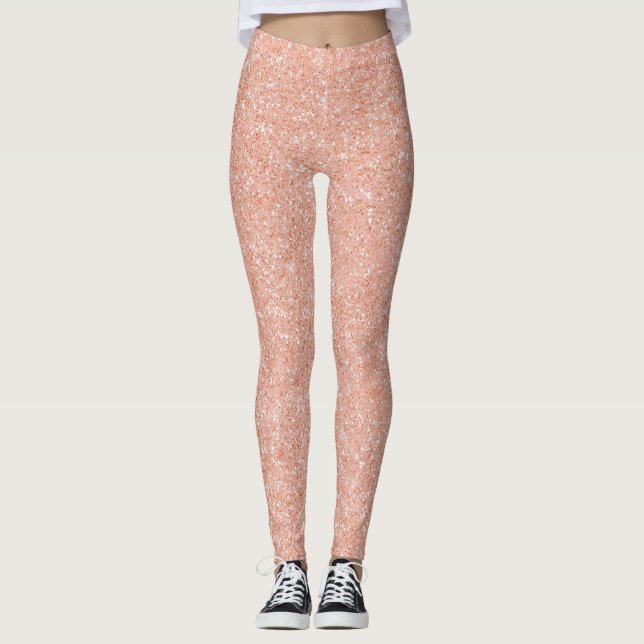 Leggings Rose Rose Or Pêche Parties scintillant brillant mi (Devant)