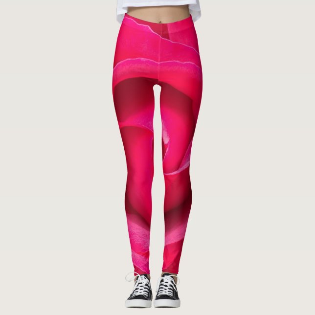 Leggings Rose rouge romantique (Devant)