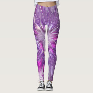 Leggings Rose violet passion Fleur Art Abstrait Fractal
