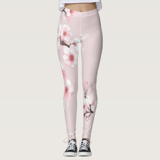 Leggings roses aux fleurs de cerisier