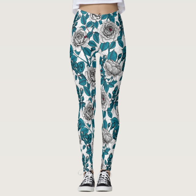 Leggings Roses blanches et coccinelles (Devant)