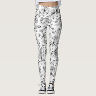 Leggings Roses blanches répétition motif floral