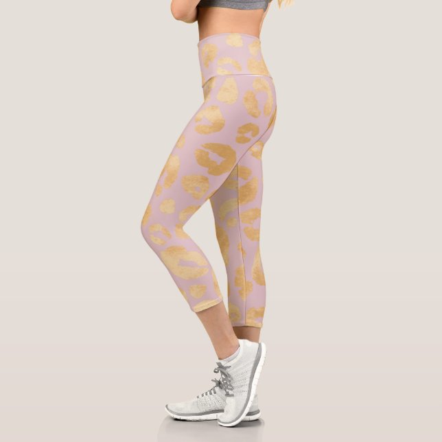 Leggings roses en or rose et métallique Cheetah Ca (Gauche)