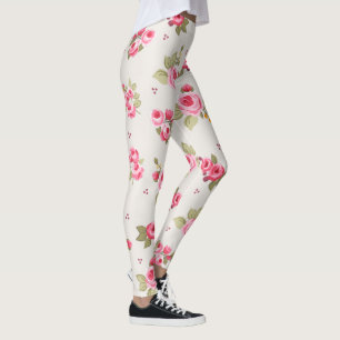 Leggings Roses floraux rose et beige Motif