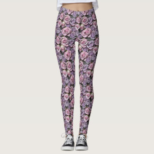 Leggings Roses Lilas Avec Douce Lilac Et Rose