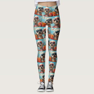 Leggings Roses Maltese à coeur pour la Saint-Valentin 