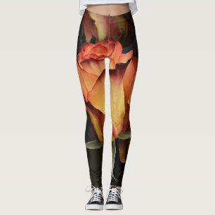 Leggings Roses orange, rouge et jaune