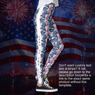 Leggings Roses patriotiques étoiles - rouge blanc bleu AVEC