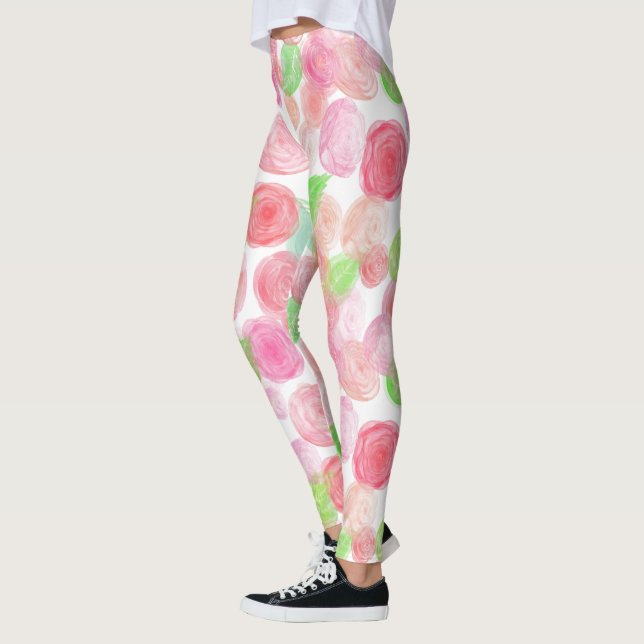 Leggings Roses Rose Et Rouge (Gauche)